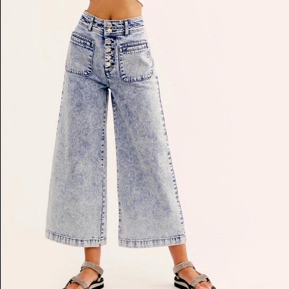 We The Free Colette Wide Leg Acid Wash Jean 27